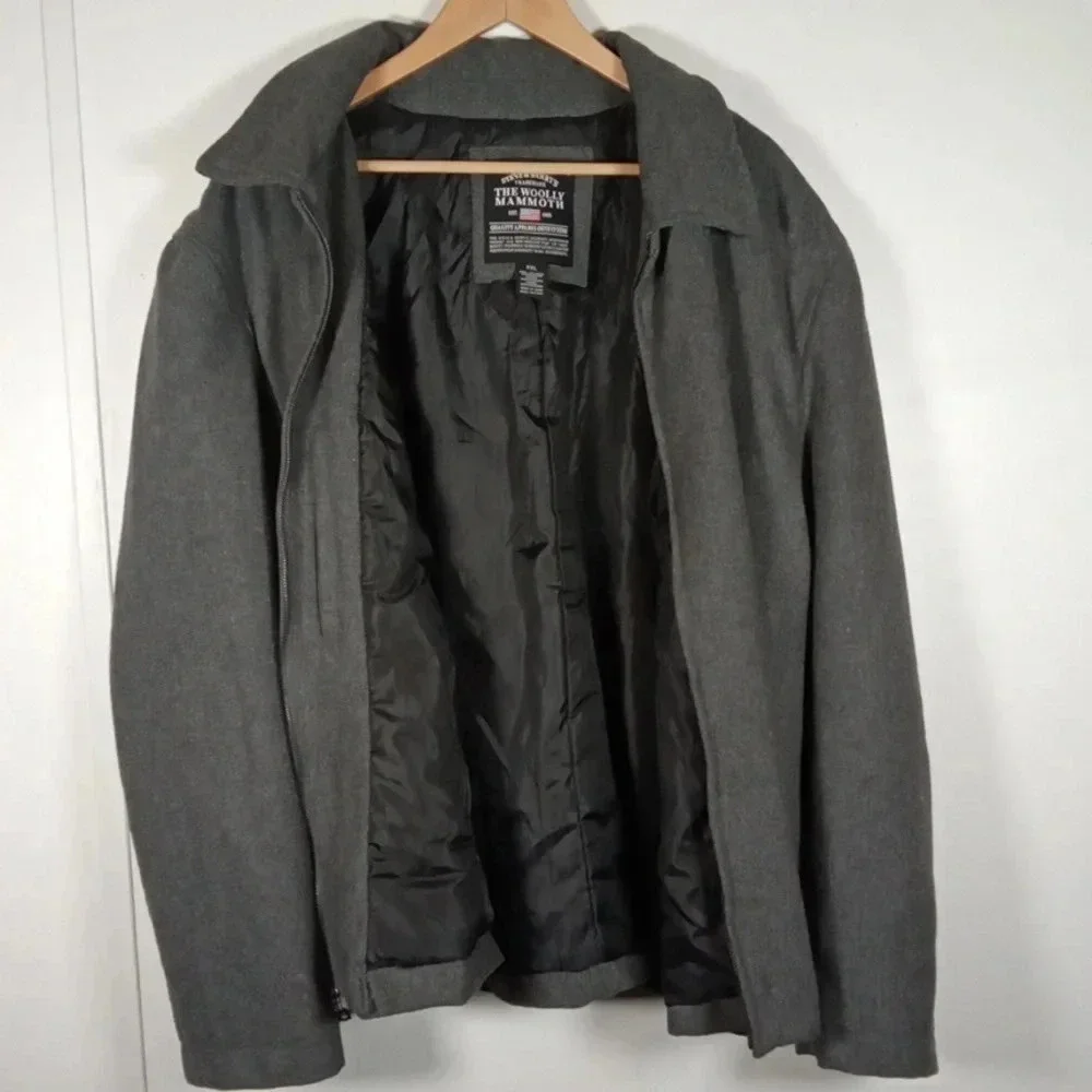 Steve & Barry's the wool mammoth jacket size gray plea coat 2X large  lined
